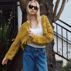 FRINGED MACRAMÉ SHORT JACKET